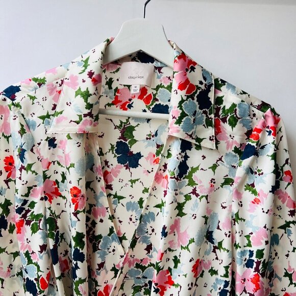 Cinq a sept Rou floral print wrap top , multi color, Size M - Picture 6 of 11